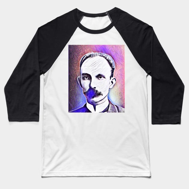 José Martí Pink Portrait | Jose Marti Artwork 7 Baseball T-Shirt by JustLit